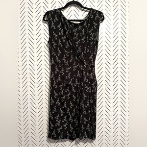 Loft Floral Print Midi Wrap Dress NWT Small Classic Little Black Dress City Chic